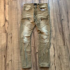 Waimea Men’s Skinny Stylish Distressed Tan Jeans